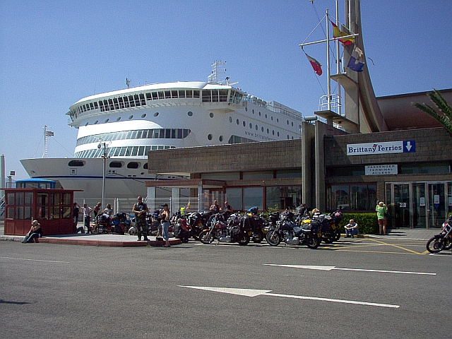 bikers all waiting to catch the big ferry
